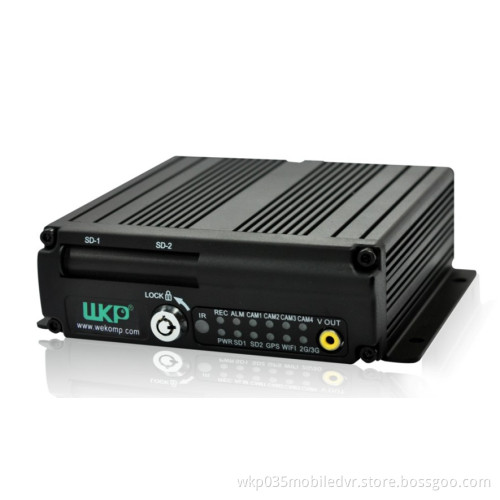 WP-CW1001 4CH Dual SD Card Mobile DVR H.264 Anti-vibration DVR Video Surveillance G-sensor
